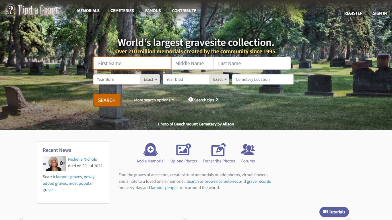 Find a Grave - Millions of Cemetery Records